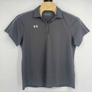Under Armour Women's Gray‎ Heatgear Loose Fit Activewear Polo Shirt Size 2XL